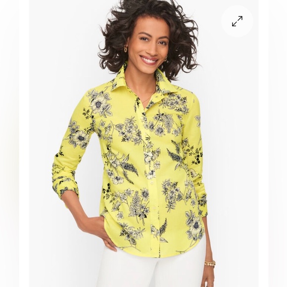 Tops - Talbots Floral Long Sleeve Button Down Top, Size Petite Small